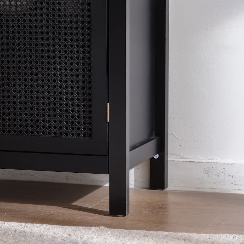 Modern Accent Sideboard Buffet Cabinet with Rattan Doors and Adjustable Internal Shelf