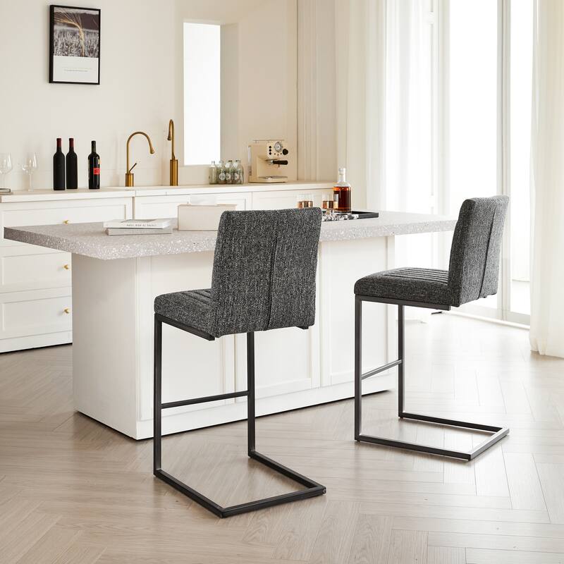 2 Sets Bar Stool - Fabric Chair with Sturdy Metal Frame, Stylish & Comfortable Seating for Kitchen Island, Living Room
