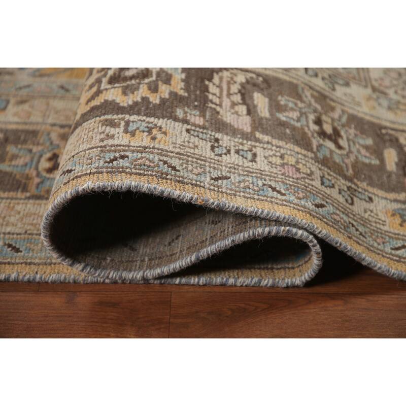 Hand Knotted Oriental 100% Wool Carpet Traditional Floral Yellow & Gold Mashad Area Rug - 12' 5'' X 9' 4''