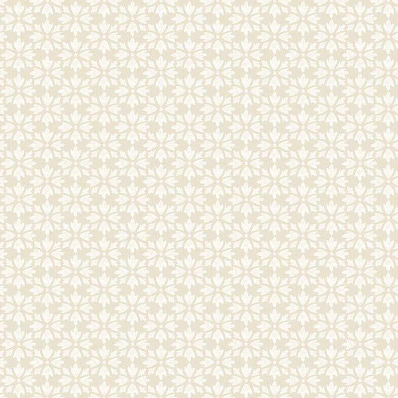 Chesapeake Phlox Khaki Floral Stamp Wallpaper