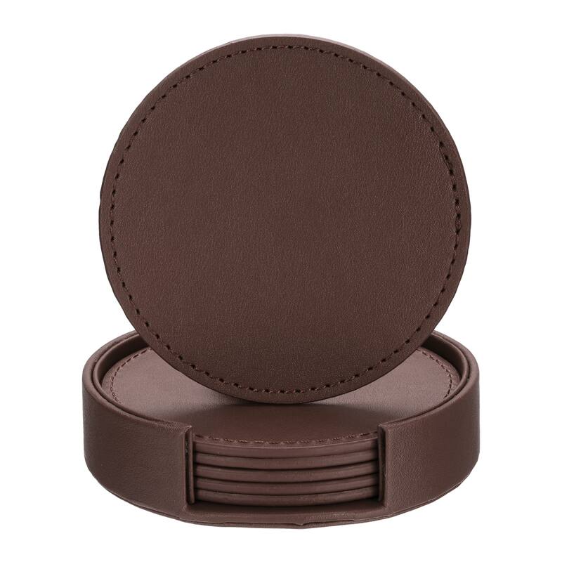 1 Set Leather Drink Coaster for Coffee Tabletop Protection