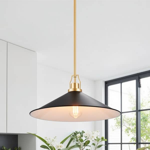 slide 2 of 11, KAWOTI H52.5" Black & Gold Contemporary Pendant Light - W17" x H8" W17" x H8" - Black&Gold-Individual