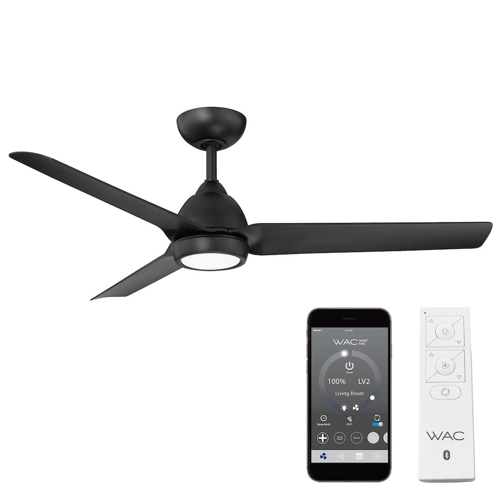 Mocha Indoor/Outdoor 3-Blade 54in Smart Ceiling Fan with 3000K LED Light Kit and Remote Control - 54