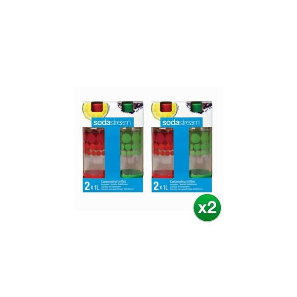 Sodastream 1 Liter Carbonating Bottles Green/Red (8 Pack) SodaStream