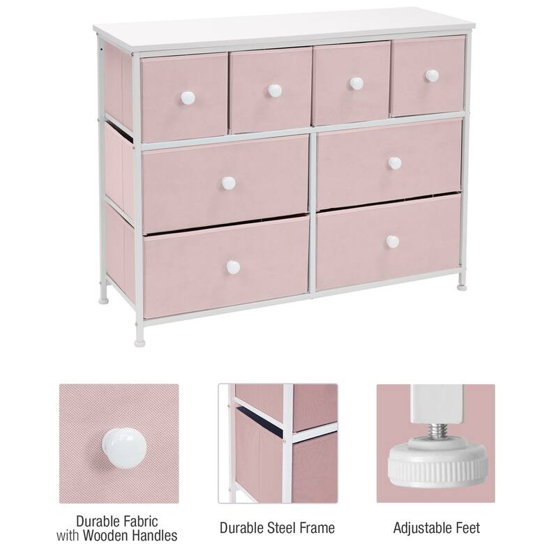 8-Drawer Chest Storage Tower, Knob Handle, Fabric Dresser for Bedroom