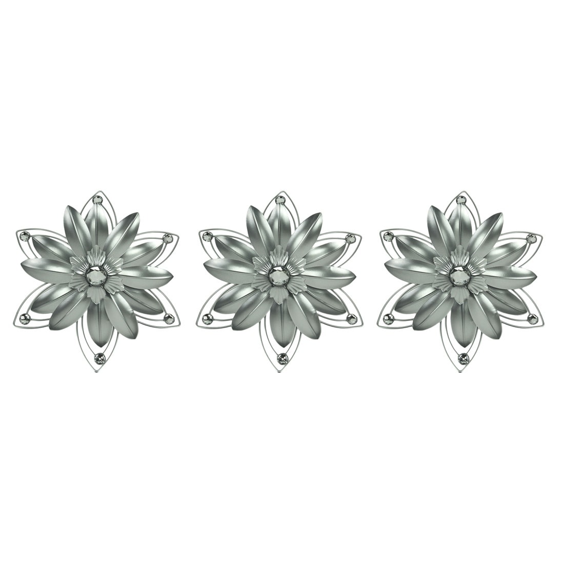 Shop Jeweled 3d Metal Art Flower Wall Sculpture Set Of 3 On Sale