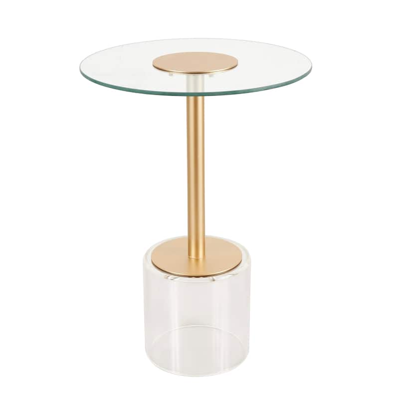 Clear Acrylic Plastic Accent Table with Elevated Base and Gold Stand - Clear - 16"W, 22"H