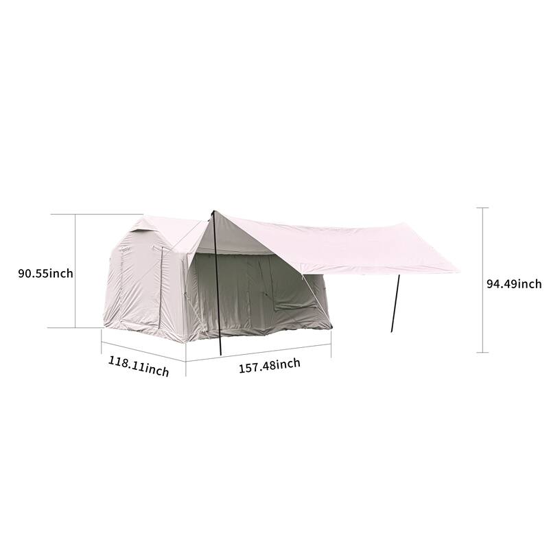 9.8 x13ft with canopy, Inflatable Camping Tents with Hand Pump, Air Glamping Tents, Easy Setup Waterproof and Windproof