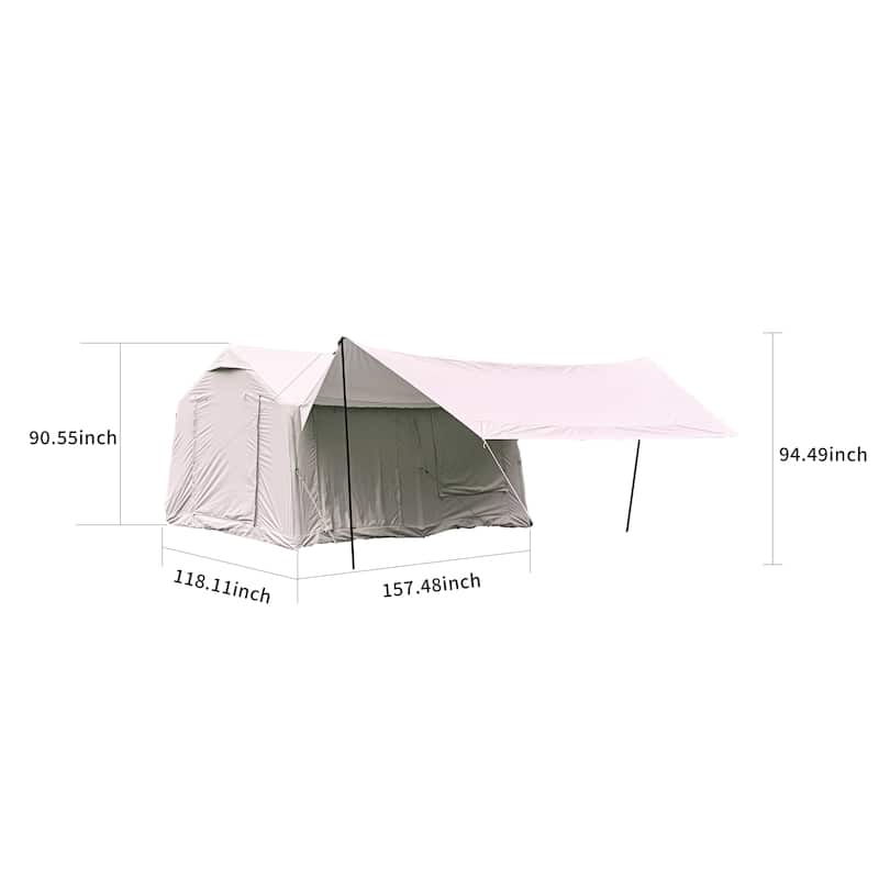 9.8 x13ft with canopy, Inflatable Camping Tents with Hand Pump, Air Glamping Tents, Easy Setup Waterproof