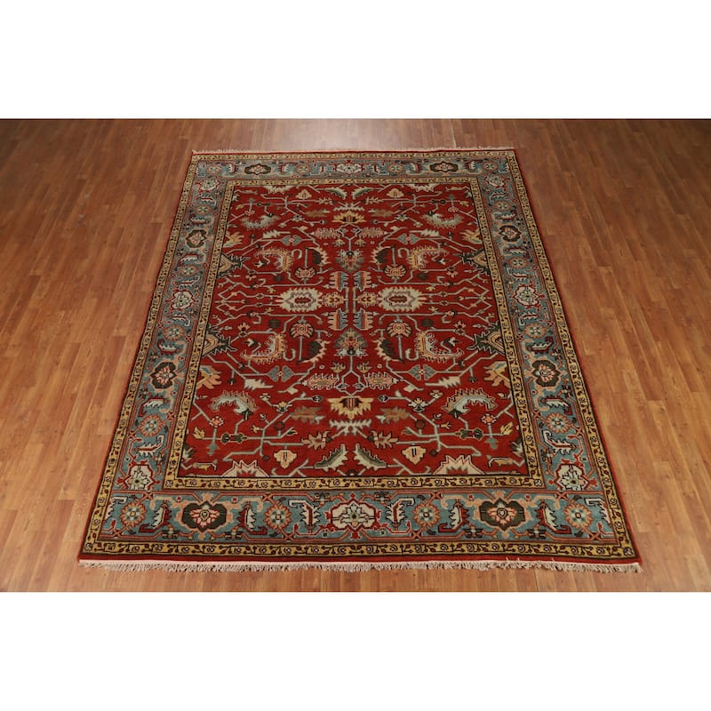 Hand Knotted Oriental 100% Wool Carpet Transitional All-Over Oranges & Rust Oushak Area Rug - 10' 2'' X 8' 1''