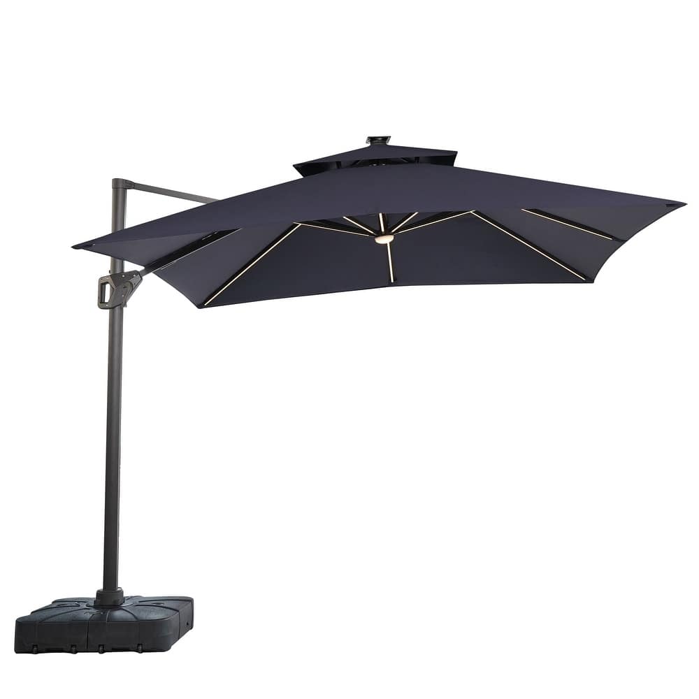 Furniture of America Spring III 10-foot LED Tube Lights Steel Cantilever Offset Tilt Roma Umbrella