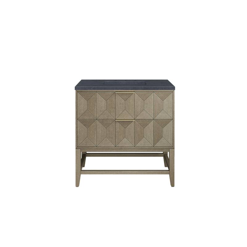 James Martin Vanities D100-V36-3CSP Emmeline 36" Free Standing Single - Pebble Oak / Charcoal Soapstone - Oak Finish