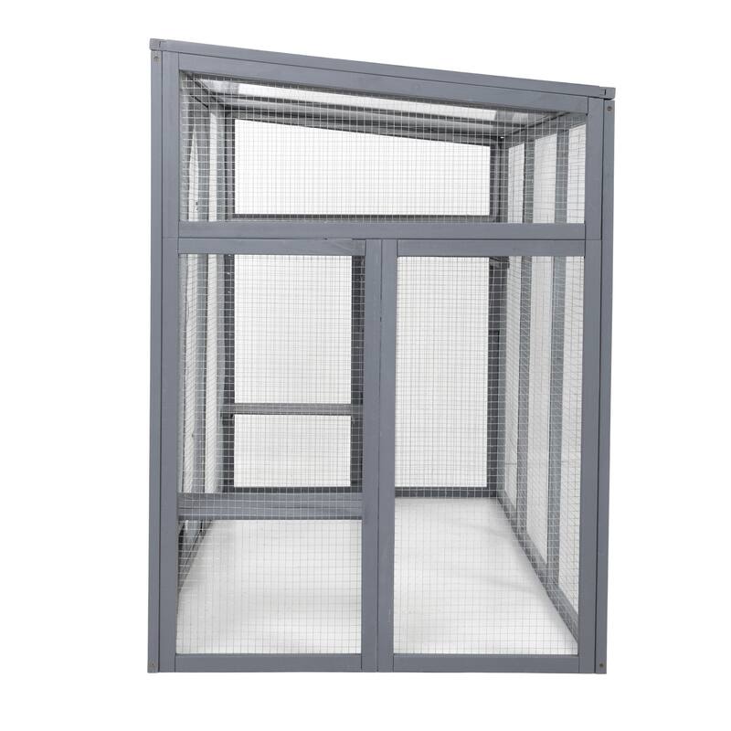 Outdoor Cat Catio House, Outdoor Wood Cat Enclosure with Sun Sheet Roof, Cat Cage Playpen with 3 Platforms & Lockable Doors