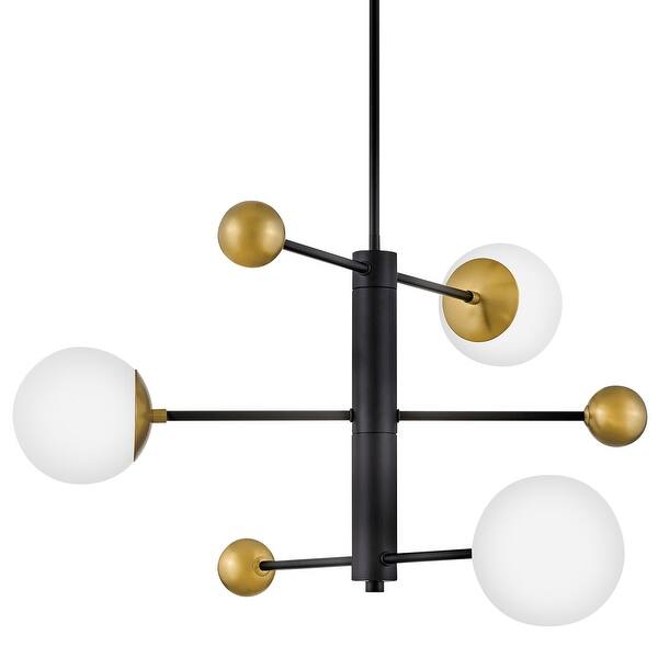 slide 2 of 9, Lark 83573 Auggie 3 Light 31" Wide Abstract Chandelier with Etched Black