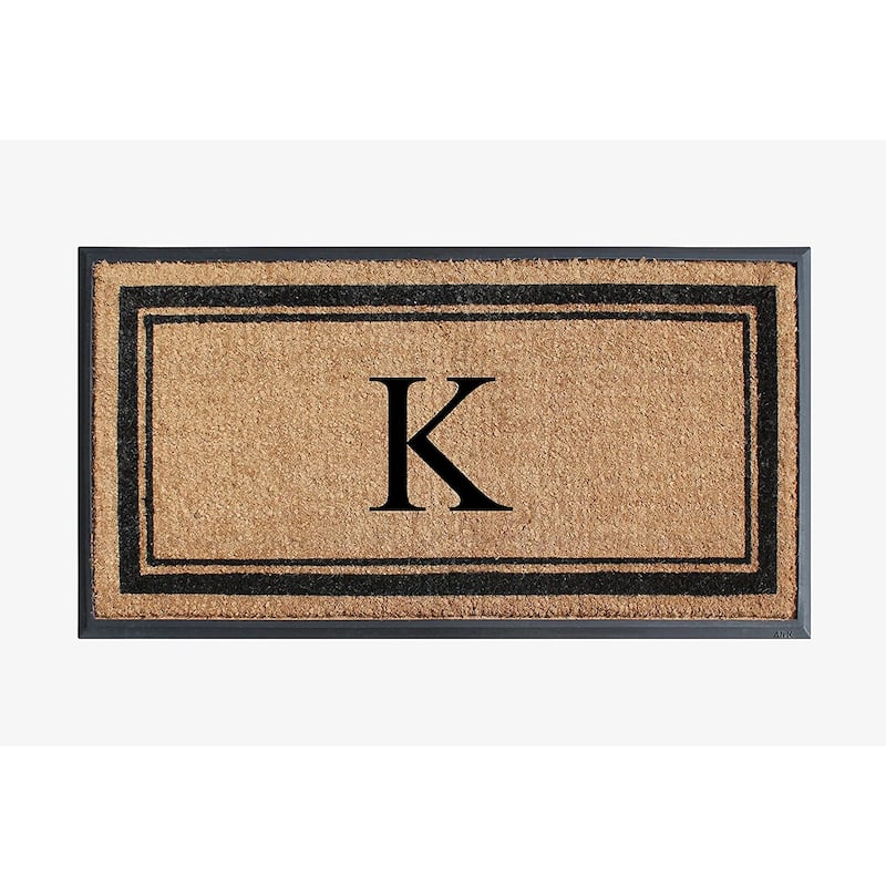 A1HC Picture Frame Natural Rubber & Coir Large Monogrammed Doormat 24"x48" - K