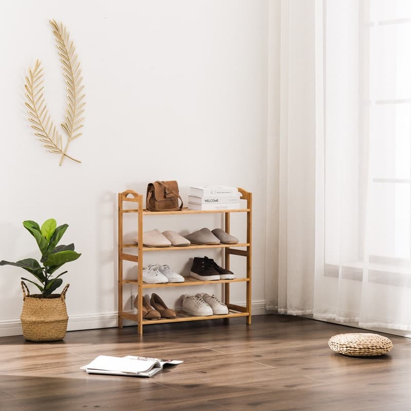 4-tier Natural Finish Bamboo Shoe Rack