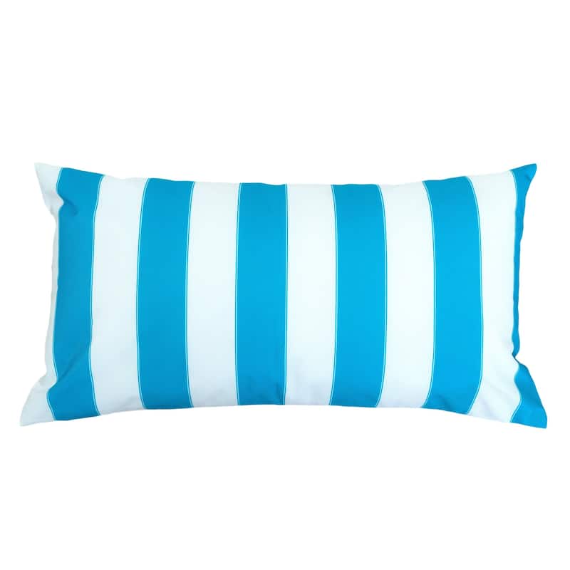 Olivia Striped Outdoor Throw Pillow - Aqua - 14x20 - Single