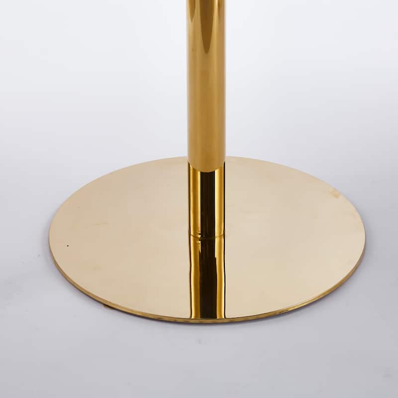 31.5"Folding Golden And White Tulip Bar Table Mid-Century Bar Table For 2-4 People With Round MDF Table Top