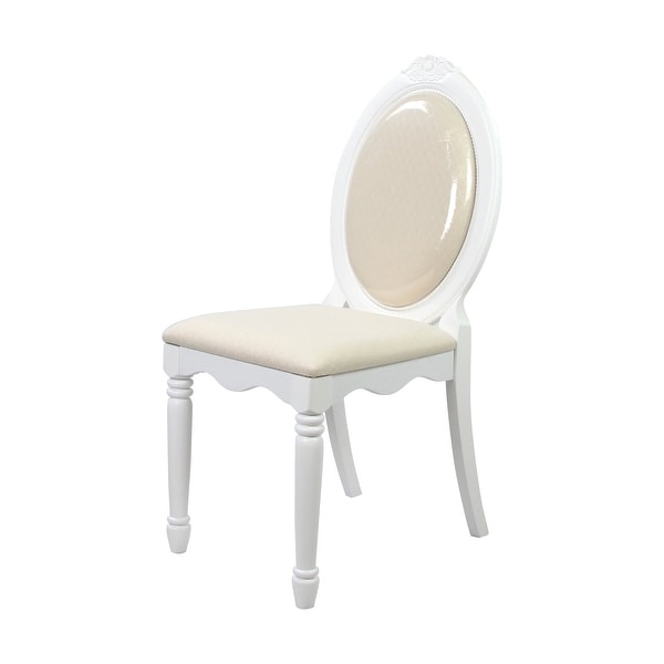 Wooden Armless Chair With Fabric Upholstered Seat, White