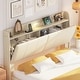 preview thumbnail 4 of 8, Queen Size Floating Platform Bed with Storage, Night Light and USB Charger