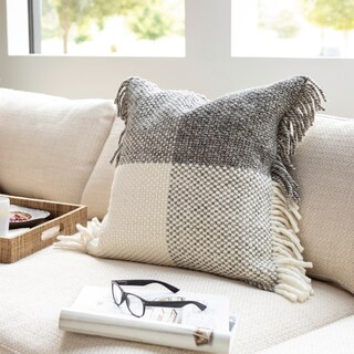 Cinar Handwoven Block Throw Pillow with Fringe