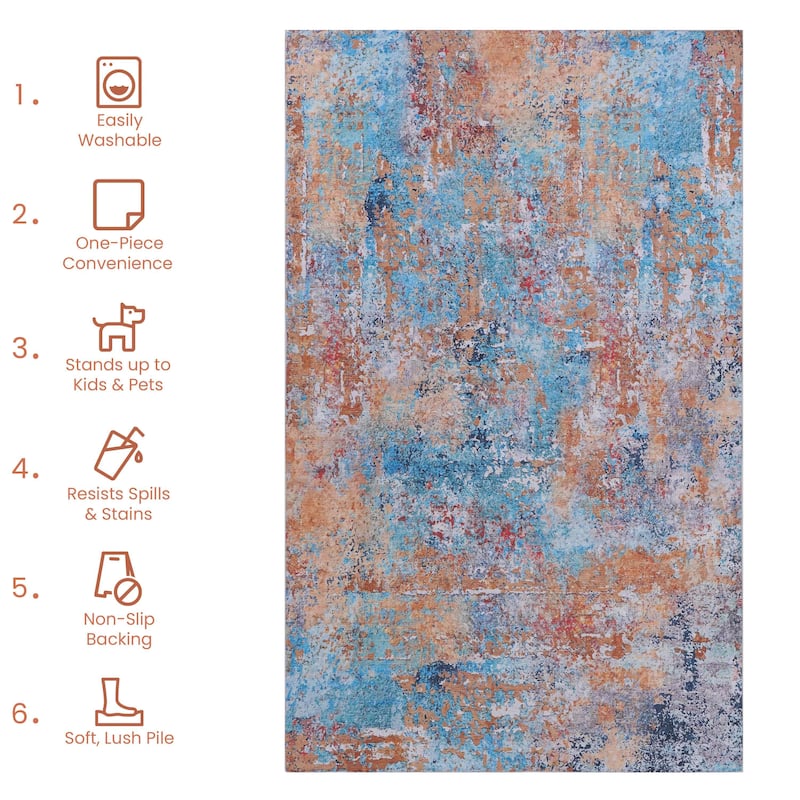 9x12 Area Rug for Living Room,Washable Rug,Low-Pile,Non-Slip,Non-Shedding,Foldable,Area Rugs for Living Room,Bedroom