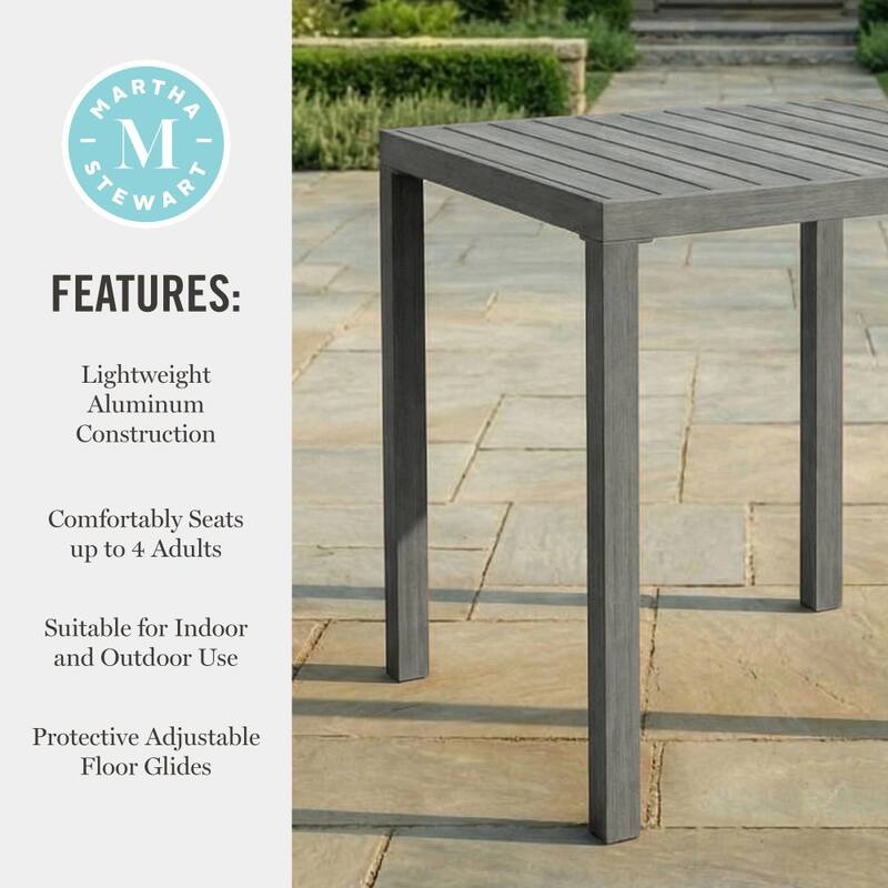 Martha Stewart All-Weather 35.5" Square Bar Height Aluminum Patio Dining Table - 35.5"W x 35.5"D x 41"H