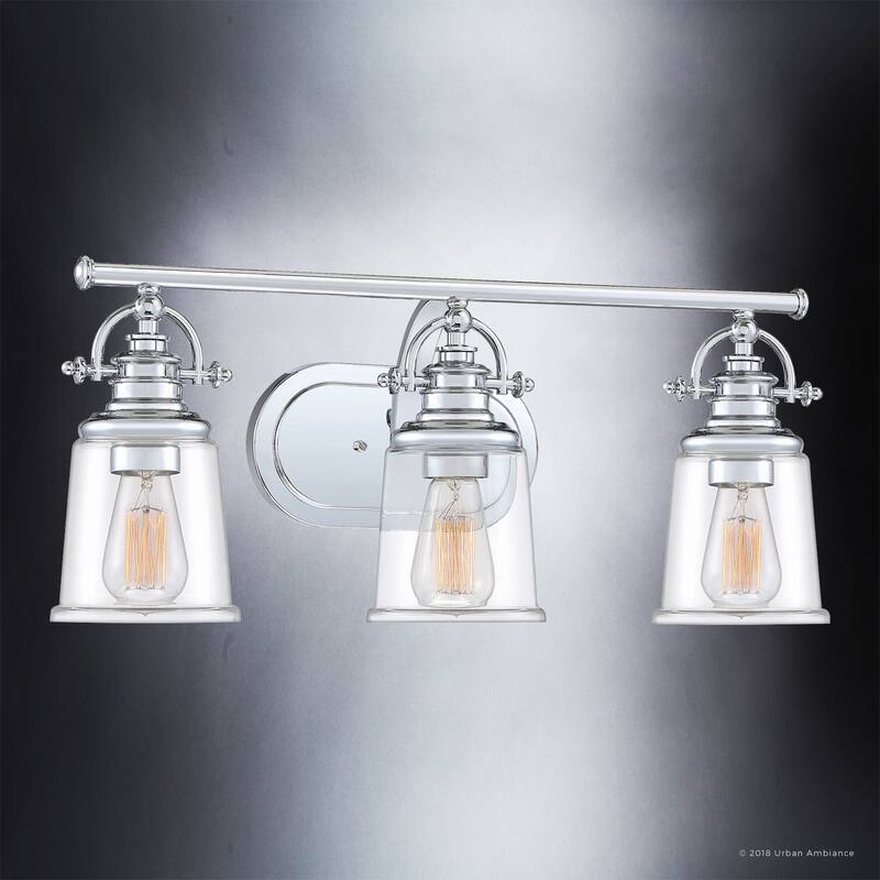 Luxury Industrial Bathroom Vanity Light, 9.5"H x 23"W, with Vintage Style, Polished Chrome Finish by Urban Ambiance