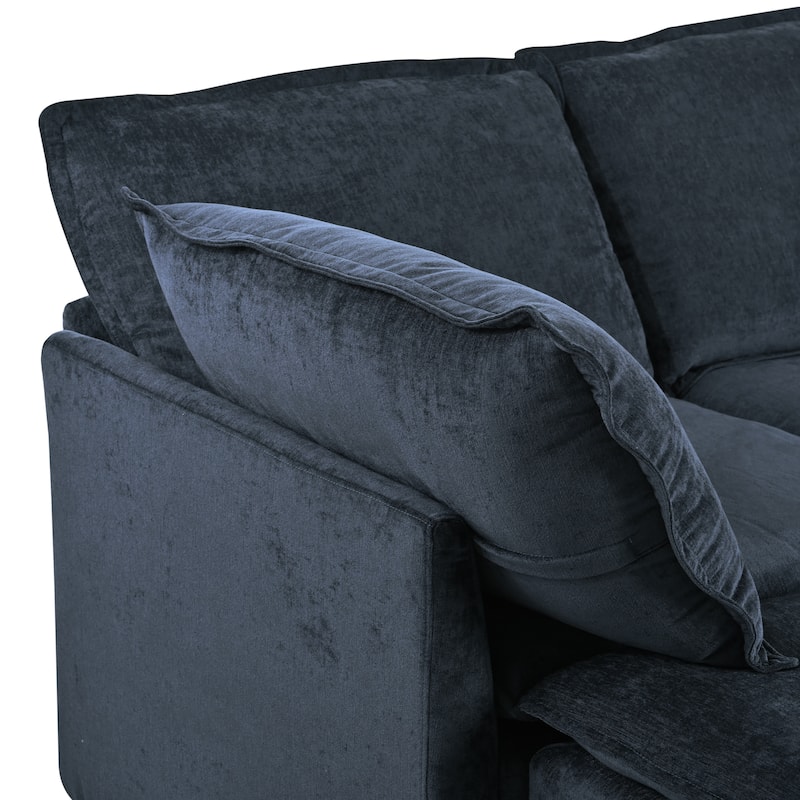 67" Chenille 4-Piece Sectional Sofa with Under-Seat Storage