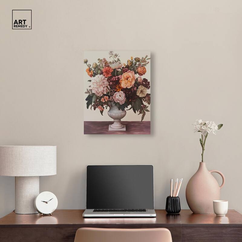 Autumn Tan Floral Canvas by Art Remedy, Gallery Wrapped