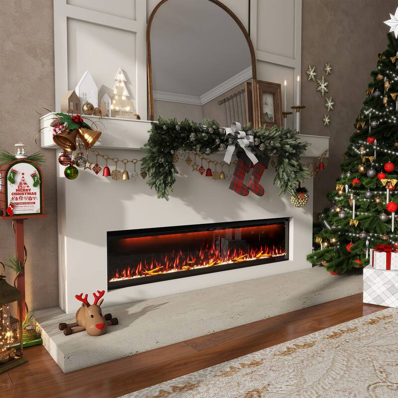 Clihome 42-88" Recessed Wall-Mounted Smart Control Electric Fireplace