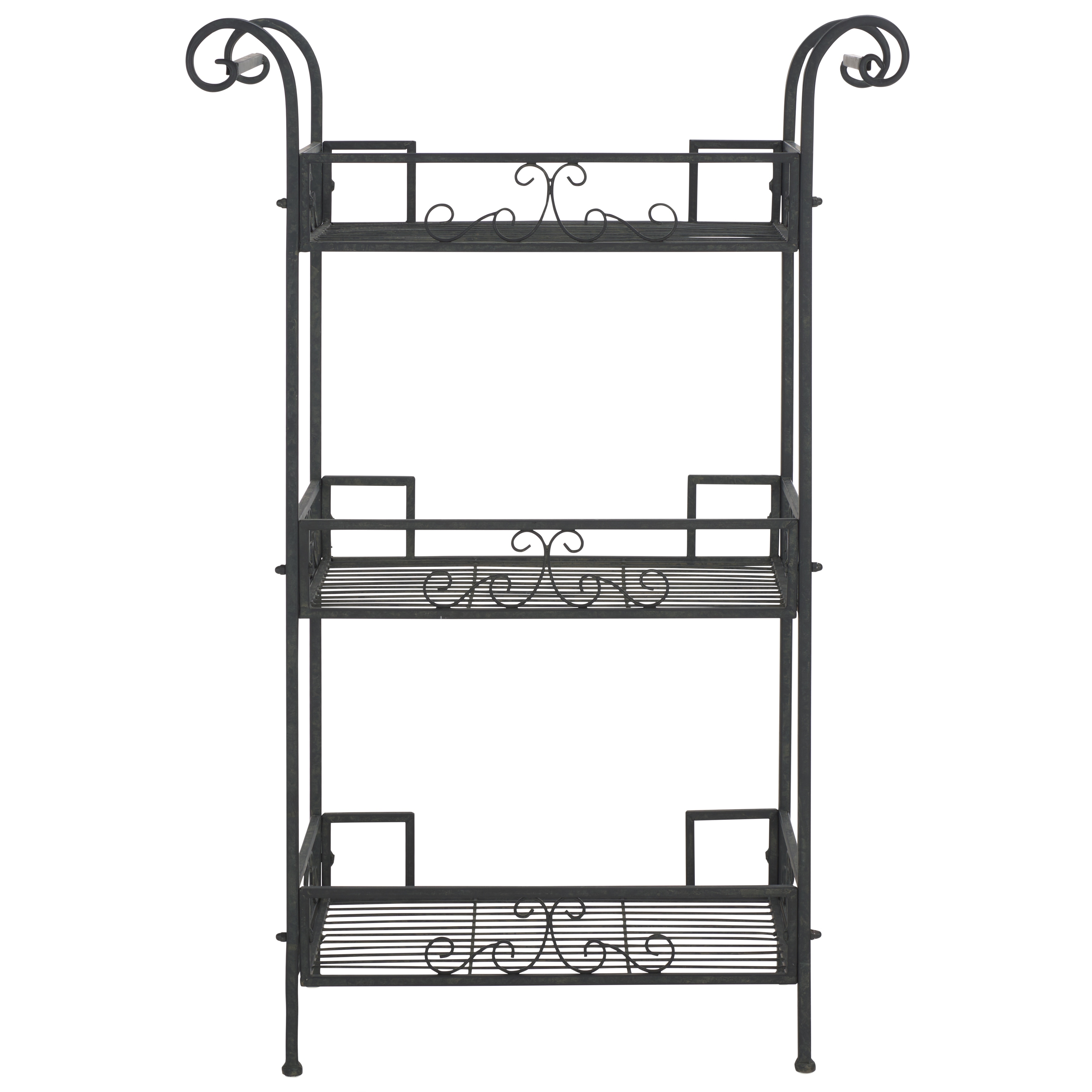 SAFAVIEH Outdoor Abigale Victorian Scroll Iron 3-Tier Shelf - 28