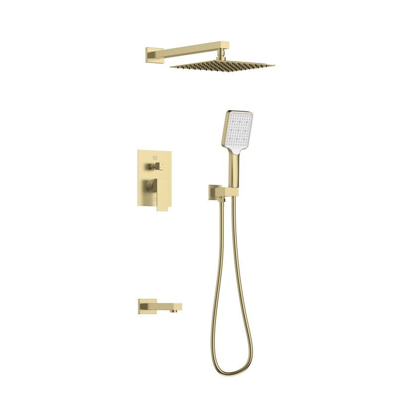Indigo Home Complete Shower and Tub Faucet with Rough-in Valve - Brushed Gold