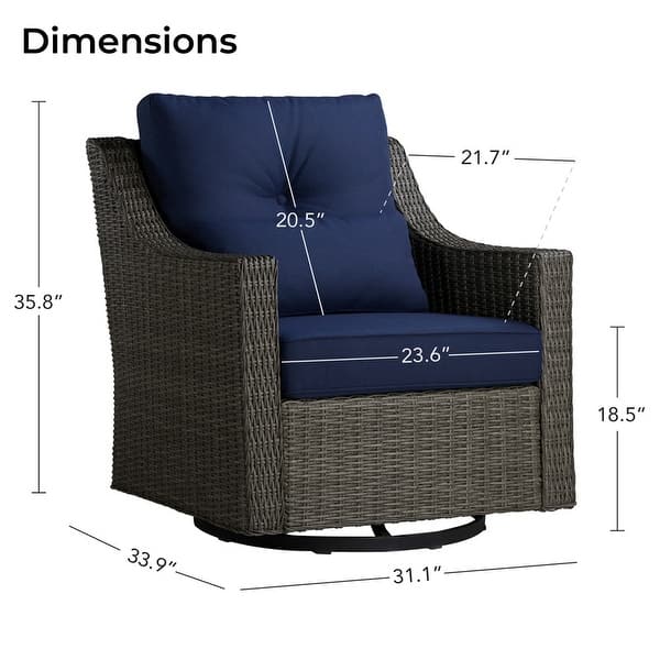 dimension image slide 2 of 16, Murphy Outdoor Wicker Patio Outdoor Sofa Swivel Chair Coffee Table