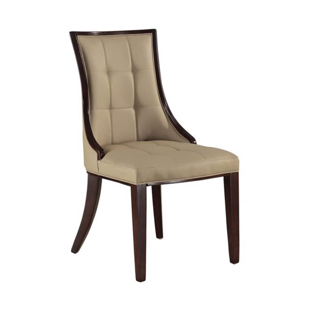 Brown/Tan Faux Leather Upholstered Wood Frame Dining Chair, Set of 2, Sturdy Dining Chair for Dining Rooms - 17.5