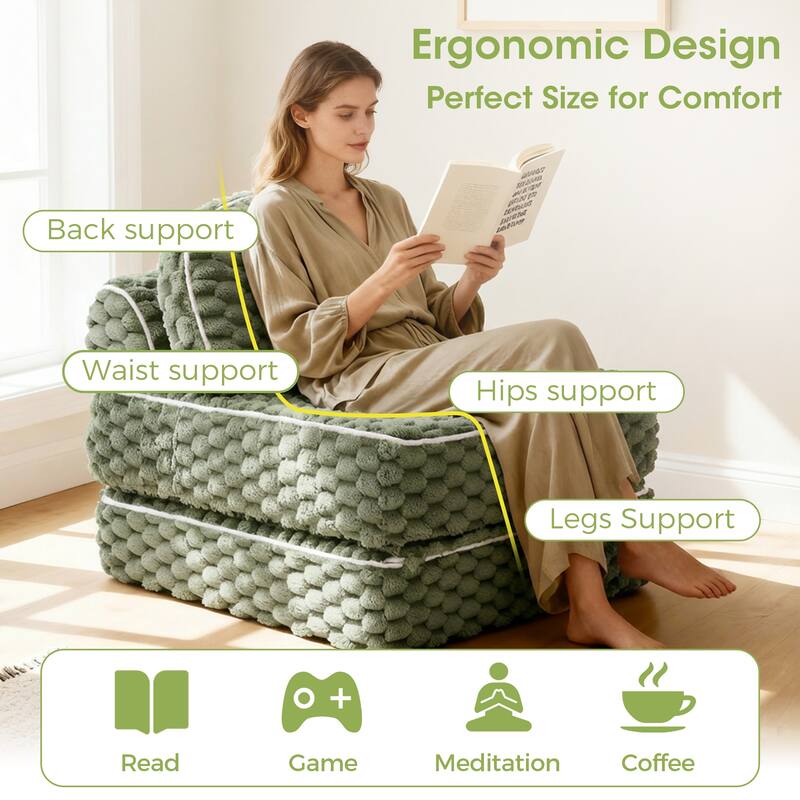 3-in-1 Convertible Sofa Bed Soft Fuzzy Fabric