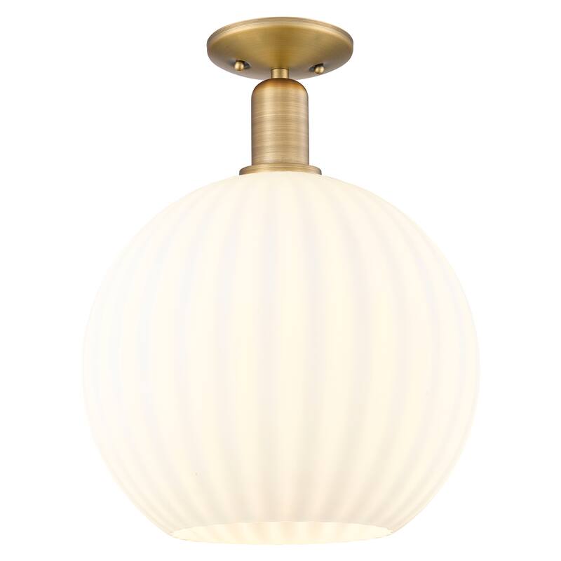 Innovations Lighting Endless Possibilities Arcadia - White Venetian - 1 Light 12" Semi-Flush Mount - Brushed Brass
