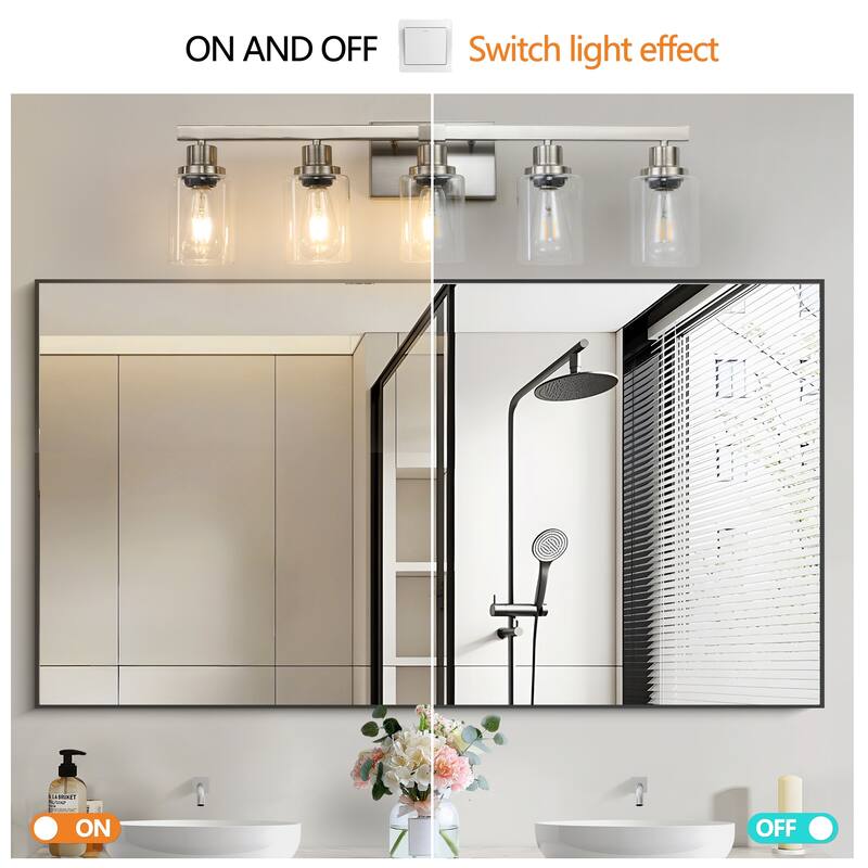 31" 5-Light Vanity Light with Clear Glass Shades, Modern Iron Metal Bathroom Wall Fixture for Mirror(No Bulbs)