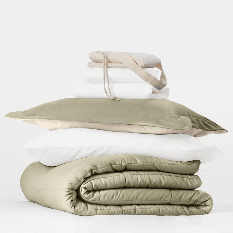 8pc Twin XL Solid Dorm Bedding Bundle