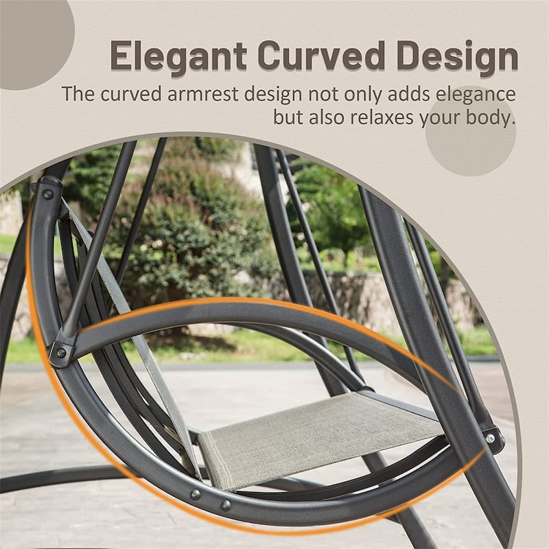 Steel 3-Seat Patio Swing with Canopy