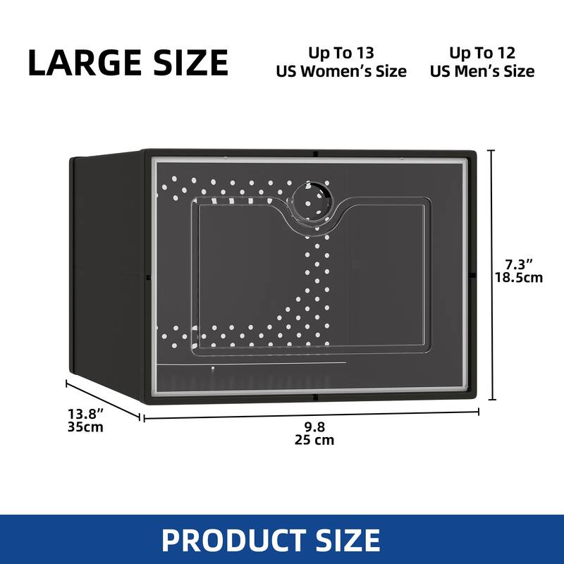 Moasis Shoe Organizer Box, 12/18/24 PCS Medium/ Large Shoe Storage Stackable Shoe Box Rack Containers Drawers