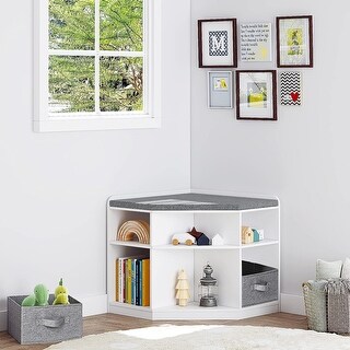 UTEX Corner Reading Nook, Bench with Storage, Corner Cabinet with