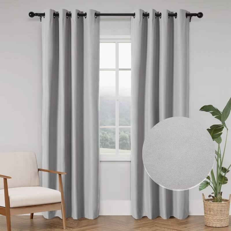 Soft Cotton Feel Twill Polyester 100% Blackout Grommet Pair (2 panels)