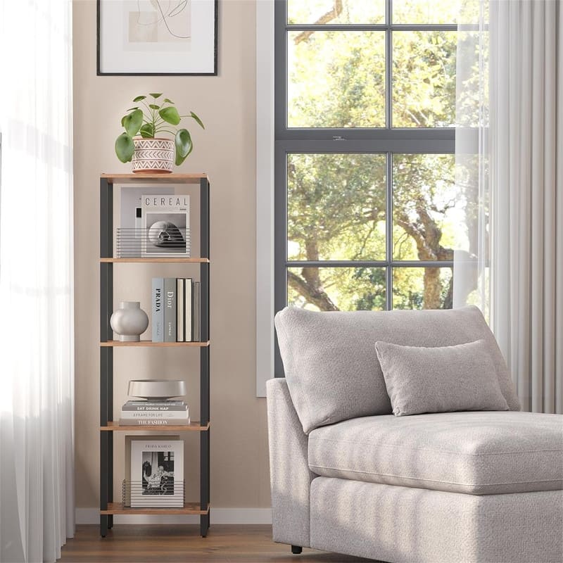 5 Tier Tall Book Shelf - 10.7"D x 15"W x 53.2"H