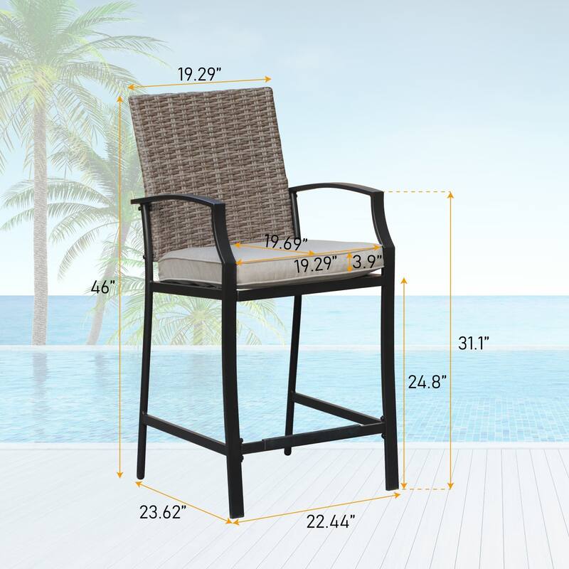 MAISON ARTS 3-piece Outdoor Swivel Bar Stool and Table Bistro Set
