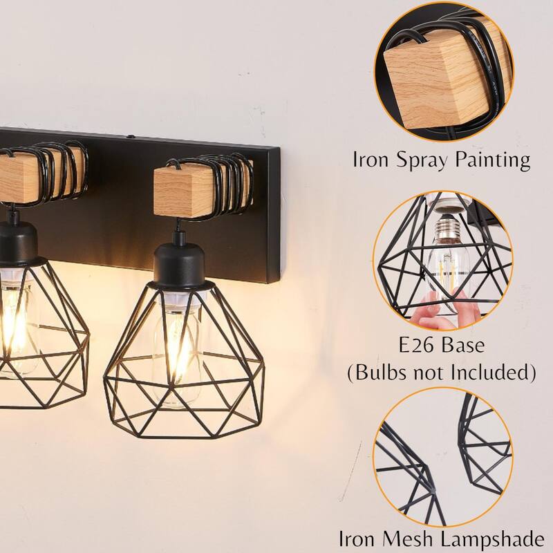 KISRAIS Farmhouse Bathroom Vanity Light with 4/5/6 Lights for Bathroom, Hallway (Bulb Not Included)