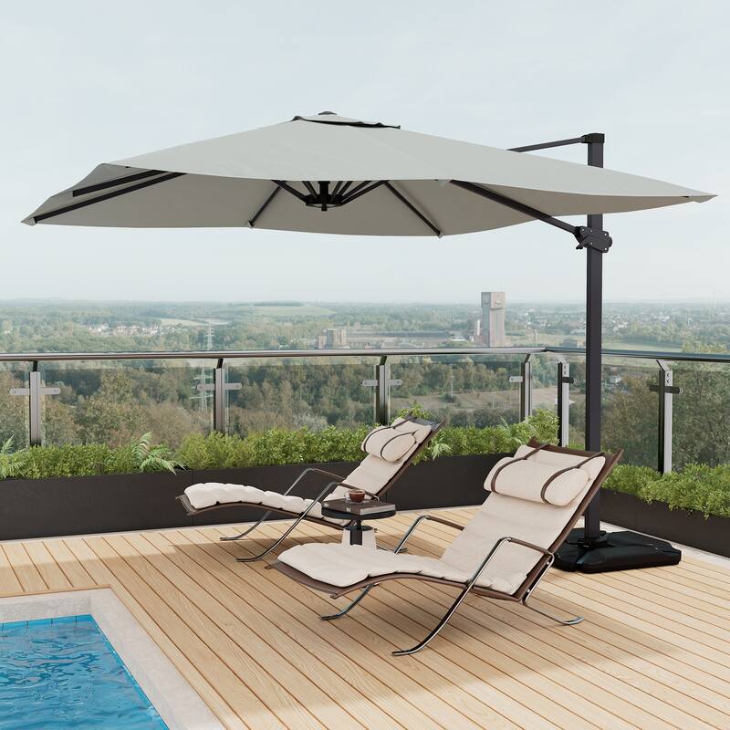 10FT Square Cantilever Patio Umbrella with Base