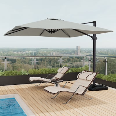 10FT Square Cantilever Patio Umbrella with Base