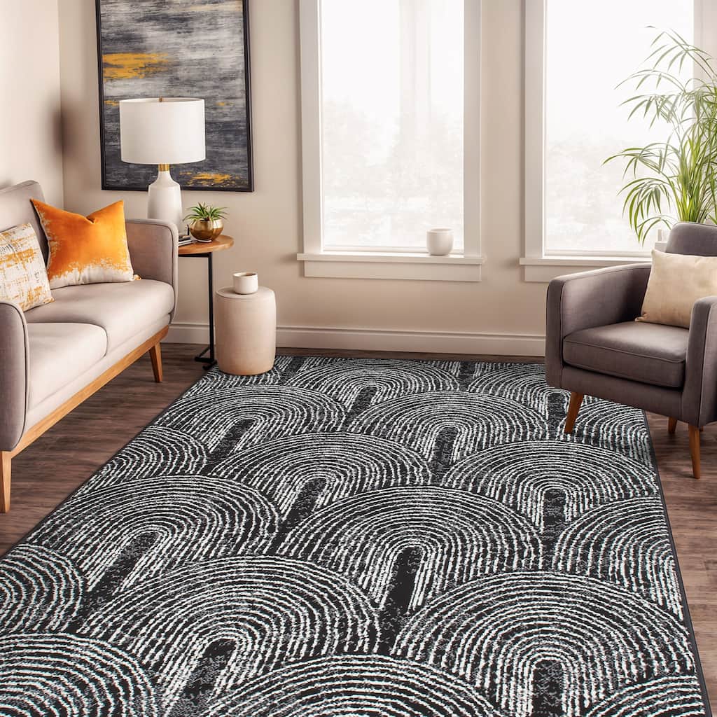 World Rug Gallery Contemporary Bohemian Arch Durable Area Rug Pet Friendly, Perfect for Entryway, Living Room, and Bedroom