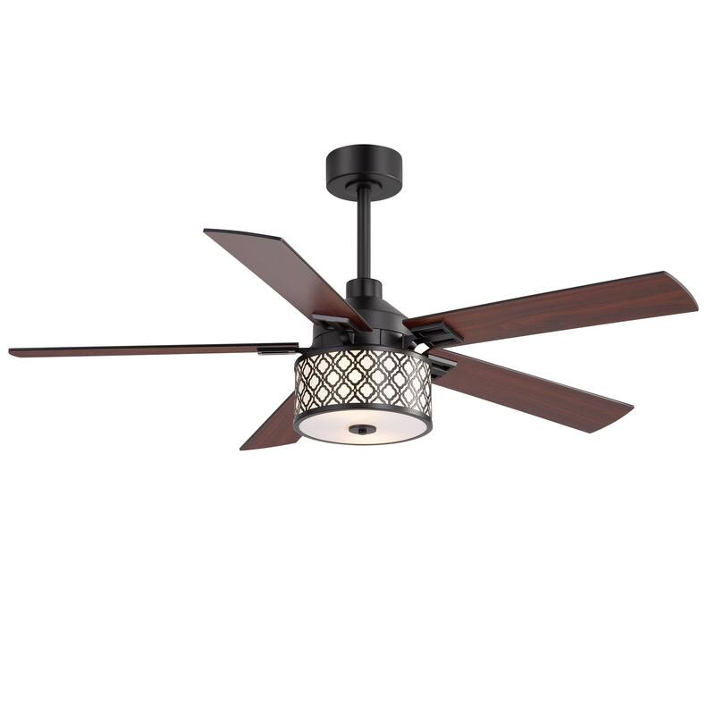 52" Reversible 5-Blade Caged Ceiling Fan with Light and Remote